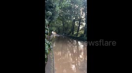 Major road in Cornwall flooded by torrential overnight rain ; A30 commuters road covered