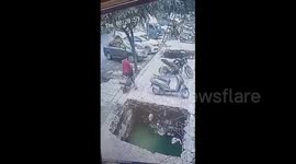 India: The young man was backing his scooty, fell into the drain