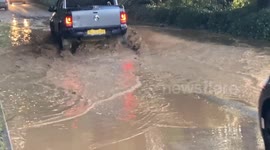 Heavy downpours leave roads submerged in Cornwall