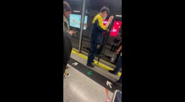 Subway staff help to retrieve phone dropped under train
