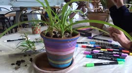 Painting flower pots is fun with Kensington and Chelsea Volunteer Centre at St Cuthberts Church in Earls Court