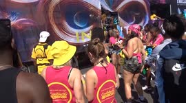 Notting Hill Carnival 2025 - Caribbean Sessions float entertains crowds outside Westbourne Grove Church