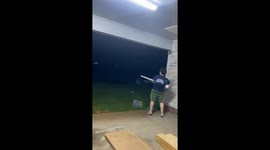 Unglued barrel leads to unexpectedly funny result in potato launcher test