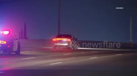 US, Los Angeles: Boyle Heights Sparks Fly As Pursuit Suspect Flees From CHP