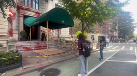 US: Protesters throw red paint on home of NYT executive editor