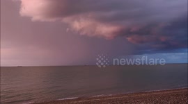 Lightning bolt captured over Kent, UK coast as Brits prepare for heavy rain