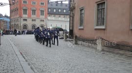 Sweden: Mounted Royal Guard parades at Stockholm’s Royal Palace