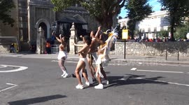 Notting Hill Carnival 2025 - white angels having fun outside Kensington Temple Church