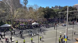 Thousands of March for Australia protesters begin march from Belmore Park in Sydney, Australia