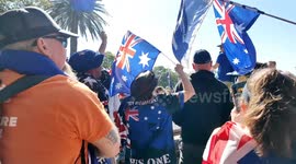 Speeches at end of March for Australia protest in Sydney, Australia