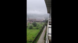 Swollen River Tunga Flows Past Majestic Sringeri Math Amid Ongoing Monsoon