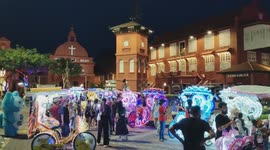 Glowing Trishaws Turn Melaka Street Into a Colorful Light Parade