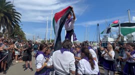 Spain: Barcelona Thousands Send Off Gaza-Bound Volunteers