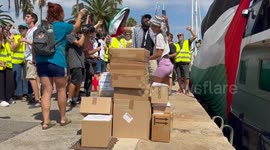 Spain: Barcelona Thousands Send Off Gaza-Bound Volunteers