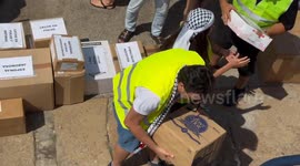 Spain: Barcelona Thousands Send Off Gaza-Bound Volunteers