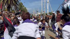 Spain: Barcelona Thousands Send Off Gaza-Bound Volunteers