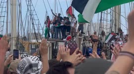 Spain: Barcelona Thousands Send Off Gaza-Bound Volunteers