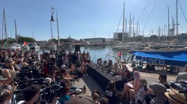 Spain: Barcelona Thousands Send Off Gaza-Bound Volunteers