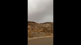 Lightning strike during slight rain in Wadi Jalil, Makkah