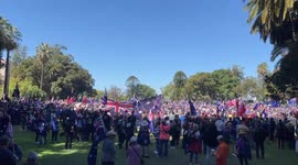 Massive crowd of anti-immigration activists in Perth, Australia
