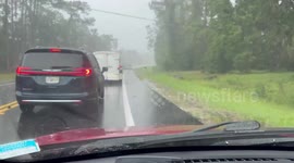 Heavy rain and hail with traffic delays in Palatka, Florida, USA