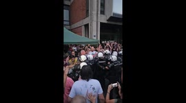 Police confront students during university blockade in Novi Sad, Serbia