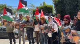 Palestinians protest Gaza hunger outside UN office in Ramallah