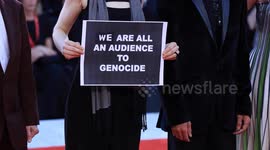 Venice Film Festival red carpet moment highlights Gaza solidarity