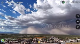 Drone captures thunderstorm and dust storm near Sierra Vista, Arizona