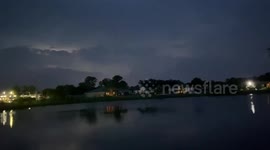 Intense lightning storm illuminates skies west of Port St. Lucie, Florida