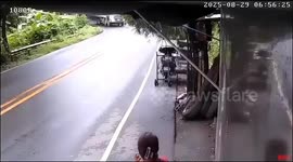 Truck loses control and crashes into fruit stand in Mabitac, Laguna