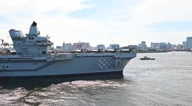 UK Royal Navy’s aircraft carrier 'HMS Prince of Wales' departs Tokyo after port visit
