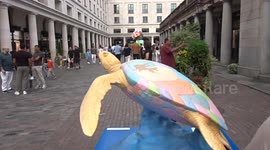 Tusk Turtle Trail 2025 - Teddy the Turtle turns heads in Covent Garden with its warm pastel palette