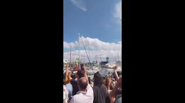 Humanitarian aid flotilla departs for Gaza from Barcelona, Spain