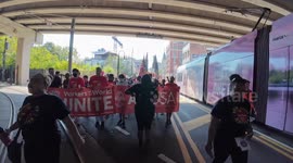 Labor Day protest for fair wages and union rights in Georgia, USA