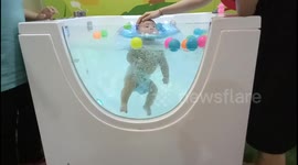 Baby’s First Time Floating in Spa — Innocent and Adorable Reaction