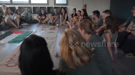 Teachers stage sit-in in Madrid demanding arms embargo on Israel