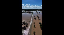 Drone footage shows floodwaters swamp central Thailand