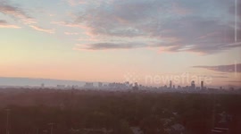 Serene sunrise over the city skyline in Cambridge, Massachusetts, USA