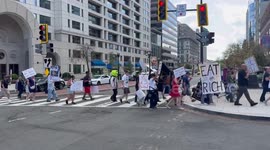 Protest march for worker rights and social justice in Washington DC, USA