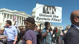 Rally held outside US Capitol to support Epstein victims