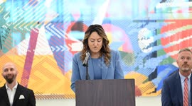 US: New York City Public Schools Chanecelor Melissa Aviles-Ramos Cuts Ribbon For New School