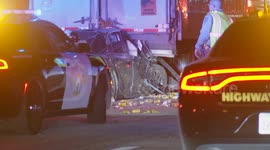 US, Los Angeles: Rancho Cucamonga Car Rear Ends Semi Trailer On 15 Freeway Fatal