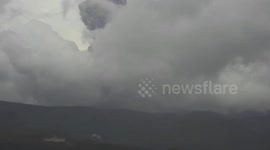 Shinmoedake volcano emits thick ash clouds in Japan