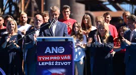 Former Czech PM Babis addresses rally ahead of parliamentary elections