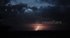 Lightning and thunderstorm sweep through California, USA