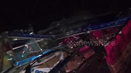 Rescuers search wreckage after deadly bus crash in Sri Lanka