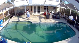 Man Falls Backwards Into Pool