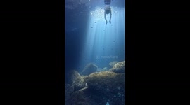 Freediver Blows Bubble Ring To Camera