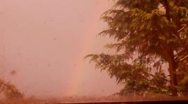 Rainbow in the Rain Captured on Video